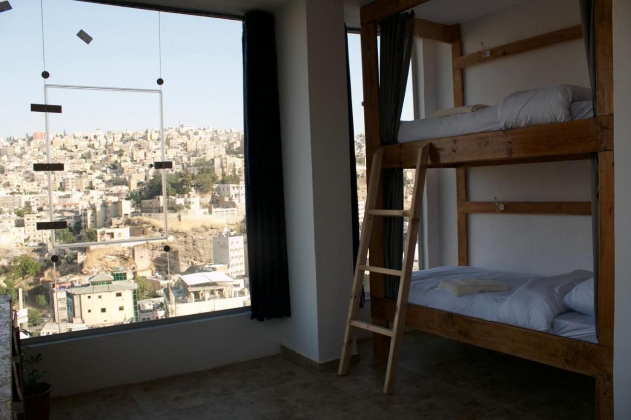 Dorm with a big window looking over Amman