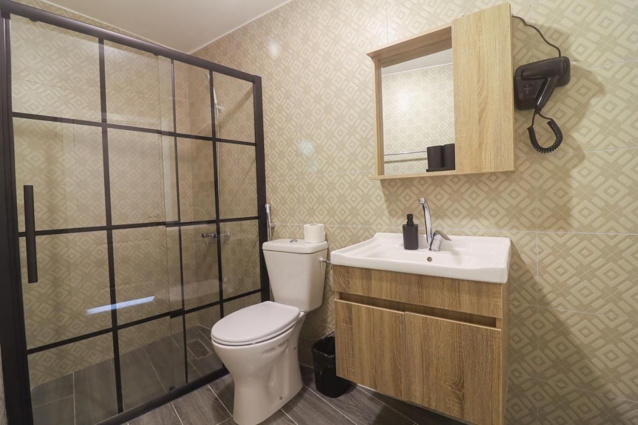 Private bathroom with glass shower