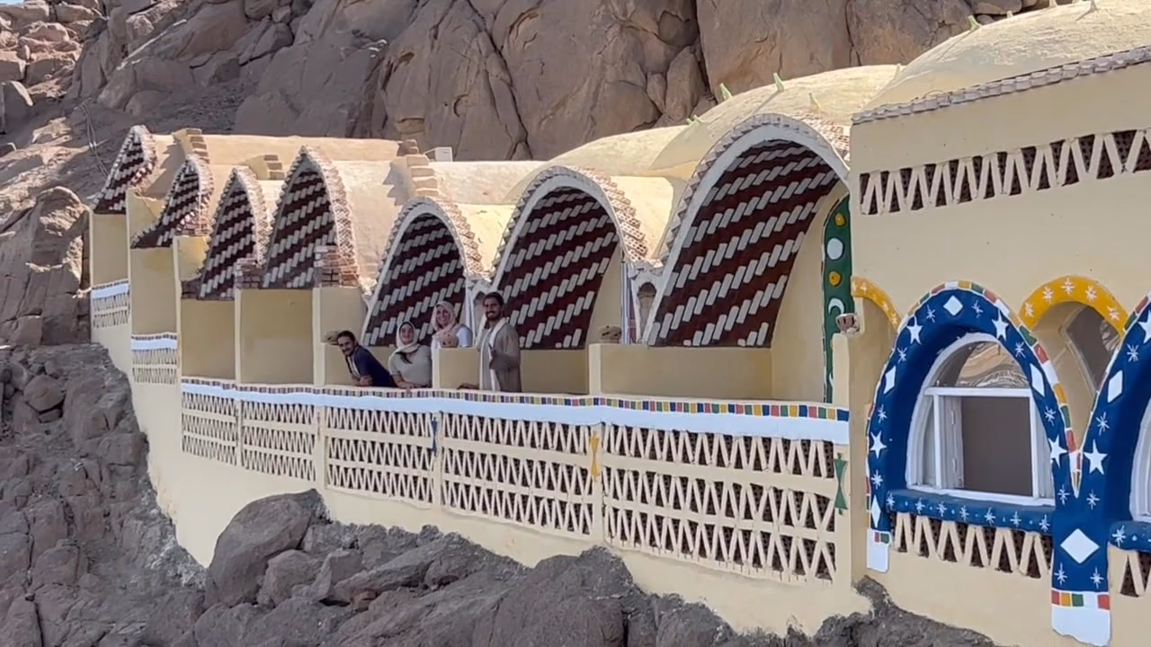 Painted houses of a Nubian village above the Nile