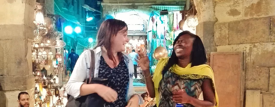 Guests under the lamps of Khan el-Khalili